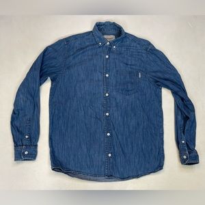 Carhartt WIP Denim Jean Shirt Men Medium Blue Long Sleeve